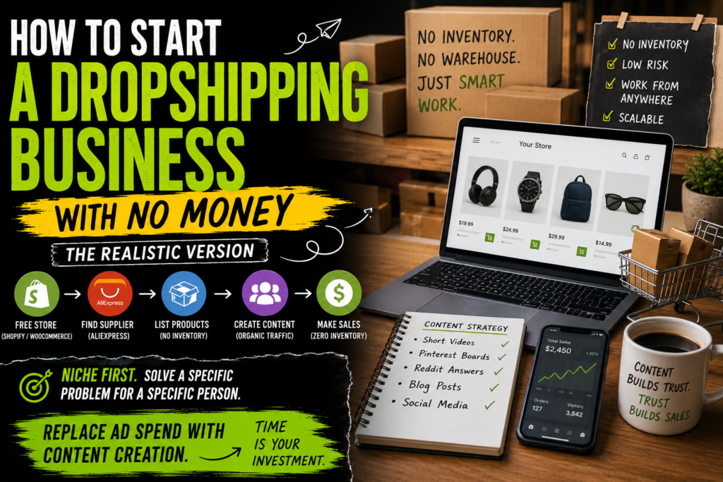 How to Start a Dropshipping Business with No Money (The Realistic Version)